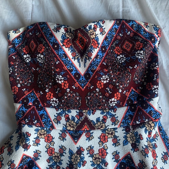 strapless patterned mini dress - Picture 8 of 8